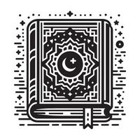 Islamic book with crescent and stars vector