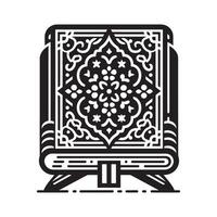 The quran is a book with a black and white design vector