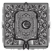 The islamic book of islam in a black and white design vector