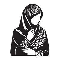 Muslim woman in hijab silhouette illustration vector
