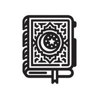 The quran is a book with a crescent and star on it vector
