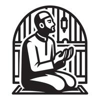 Islamic man praying in mosque illustration vector