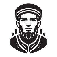 The muslim man with a beard and a turban vector