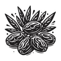 A black and white drawing of a bunch of dates vector