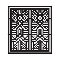 A black and white design of a square with geometric patterns vector