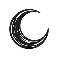 A black and white drawing of a crescent vector