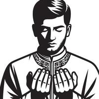 A man in a traditional outfit is praying vector