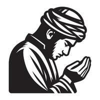 An arab man praying in a turban vector