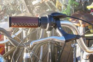 Bicycle handlebar and brake close up. photo