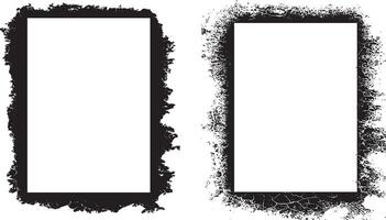two blank frames with grunge texture , square shape black and white grunge frames set, a black and white grunge photo border set design, vintage black and white frames with grunge paint, vector