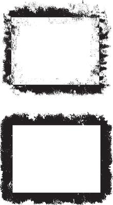 two blank frames with grunge texture , square shape black and white grunge frames set, a black and white grunge photo border set design, vintage black and white frames with grunge paint,