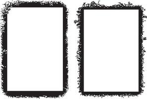 two blank frames with grunge texture , square shape black and white grunge frames set, a black and white grunge photo border set design, vintage black and white frames with grunge paint, vector
