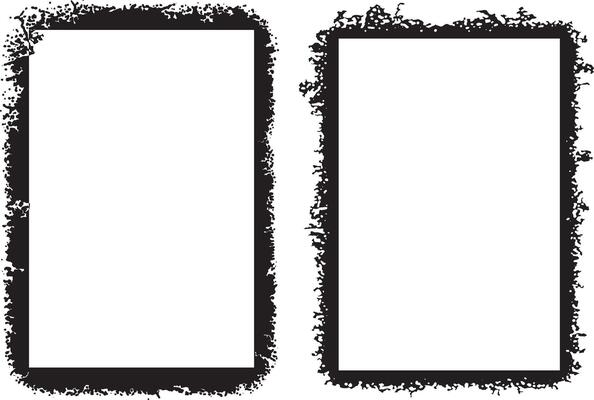 two blank frames with grunge texture , square shape black and white grunge frames set, a black and white grunge photo border set design, vintage black and white frames with grunge paint,