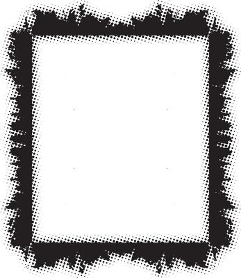 a square grunge frame with a black and white halftone dot texture, black and white border, A black and white grunge rectangle frame design, A vintage grunge square frame