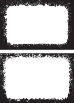 two blank frames with grunge texture , square shape black and white grunge frames set, a black and white grunge photo border set design, vintage black and white frames with grunge paint,