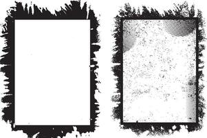 two frames with black paint on white background, set of grunge frames, black and white rectangle shape grunge frames set, a black and white grunge photo frame set design, vintage black vector