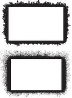 two frames with black paint on white background, set of grunge frames, black and white rectangle shape grunge frames set, a black and white grunge photo frame set design, vintage black vector