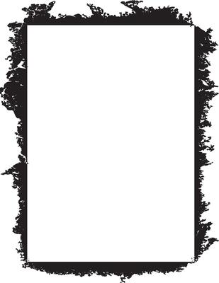 black and white frame, a square frame with black paint frame border, a white sheet of paper with a black border,