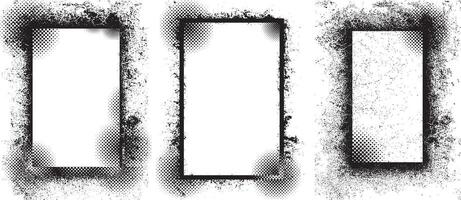 frame on the wall photo frame set, three black and white frames with grunge paint effect, a black and white grunge photo frame set design, vector