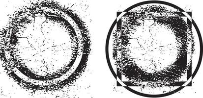 grunge frame stamp set , A black and white vintage round circle and square shape with grunge paint frame for the wall photo frame set vector