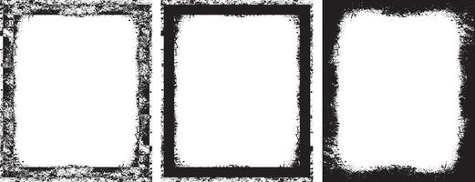 set of grunge frames with vintage texture, three black and white vertical banners with grunge paint, frame on the wall photo frame set, three black and white frames with grunge paint effect, vector
