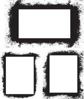 collection of frames, a black and white photo frames set with rectangle shape grunge texture, three square frames with black paint on a white background vector