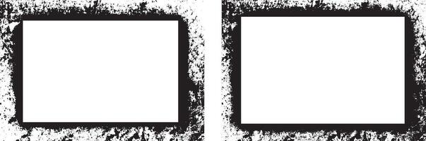 set of grunge frames, black and white rectangle shape grunge frames set, a black and white grunge photo frame set design, vintage black and white frames with grunge paint square shape, vector
