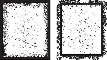 a black and white grunge photo frame set of a square shape, two black and white frames with grunge paint border, set of frame vector