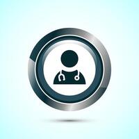Doctor icon design illustration, Medical consultation and assistant avatar symbol. Gray Color Round Button Design vector