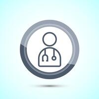 Doctor icon design illustration, Medical consultation and assistant avatar symbol. Gray Color Button Design vector