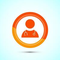 Doctor icon design illustration, Medical consultation and assistant avatar symbol. Orange Color Button Design vector
