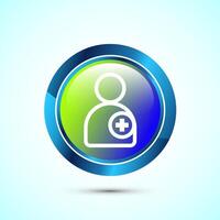 Doctor icon design illustration, Medical consultation and assistant avatar symbol. Glossy Round Button Design vector