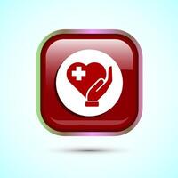 Healthcare icon design, healthcare and medical icon sign. Red Color Square Button Design vector