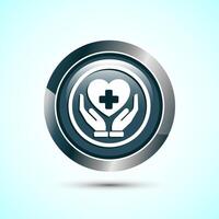 Healthcare icon design, healthcare and medical icon sign. Gray Color Round Button Design vector