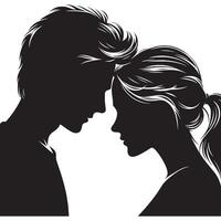 Silhouette of a couple in profile, black and white vector
