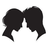 Silhouette of a man and woman facing each other vector