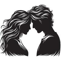 Silhouette of a couple, black and white vector