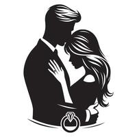 Silhouette of a man and woman with rings on their hands vector