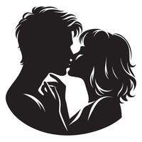 Silhouette of a man and woman kissing vector