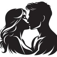 A man and woman kissing in silhouette vector