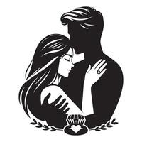 The silhouette of a man and woman hugging vector