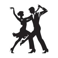 A silhouette of a couple dancing salsa vector