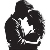 Silhouette of a couple in love, hugging vector