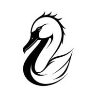 A swan head with a long neck and long beak vector