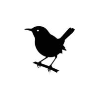 A black and white silhouette of a bird on a branch vector