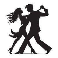 A silhouette of a couple dancing the tango vector