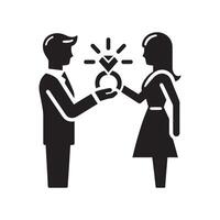 A man and woman are holding hands and giving each other a ring vector