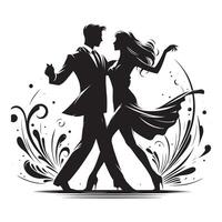 A silhouette of a couple dancing in the style of the 1920s vector