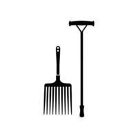 A rake and a rake are shown in black and white vector