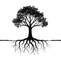 Tree with roots vector